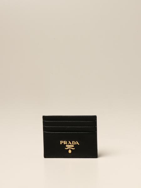 PRADA: Porta carte di credito in pelle saffiano - Nero | Portafoglio Prada  1MC025 QWA online su 