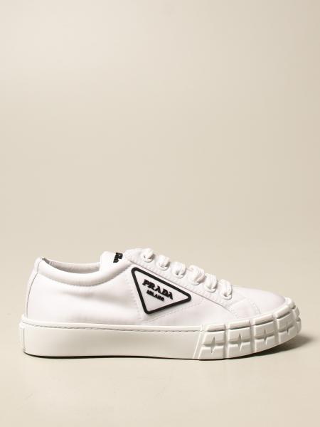 PRADA: Wheel sneakers Re-Nylon gabardine with triangular logo - White | Prada sneakers 1E497M 1YFL GIGLIO.COM
