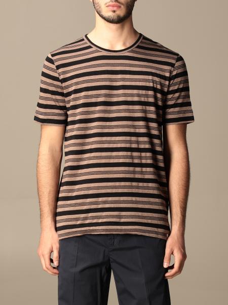 PAOLO PECORA: t-shirt in striped cotton and linen - Beige | Paolo ...