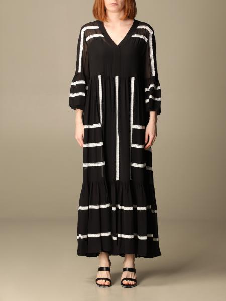 Twin-Set donna: Abito lungo Twin-set in misto cotone con dettagli a contrasto