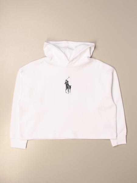 POLO RALPH LAUREN BOY: cropped hoodie - White | Polo Ralph Lauren Boy  sweater 313838563 online on 