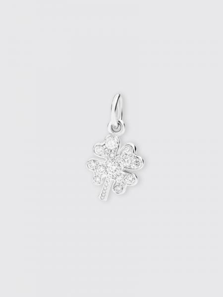 Dodo four-leaf clover charm in 18 kt white gold with diamonds