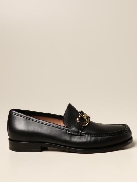 FERRAGAMO: Rolo Leather Loafer With Gancini Clamp - Black | Ferragamo ...