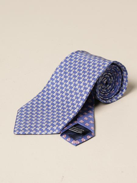 SALVATORE FERRAGAMO: silk tie with teddy bear pattern - Navy | Tie