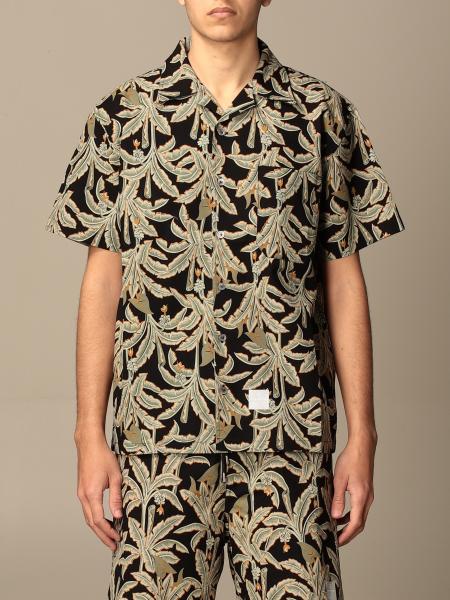 Department Five men: Department five bowling shirt in cotton with palm print