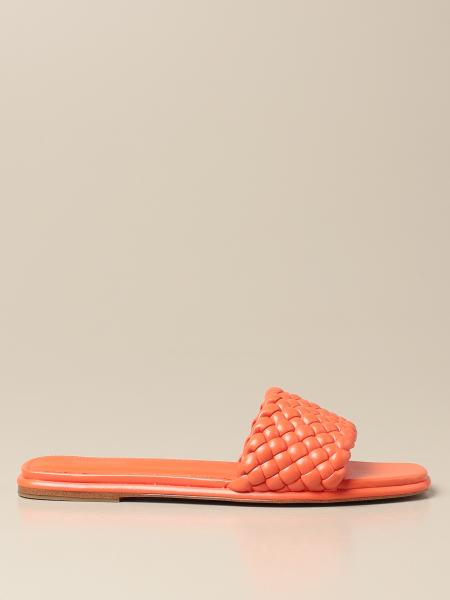 Michael Kors Outlet: Amelia Michael sandals in woven synthetic leather -  Orange | Michael Kors flat sandals 40S1AMFA1L online on 