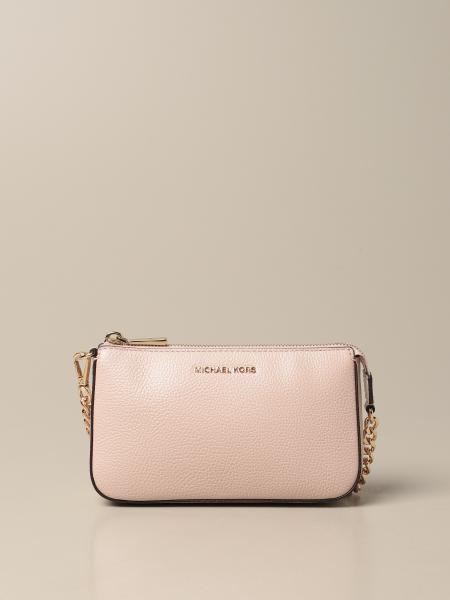 MICHAEL KORS: Michael chain clutch in hammered leather - Blush