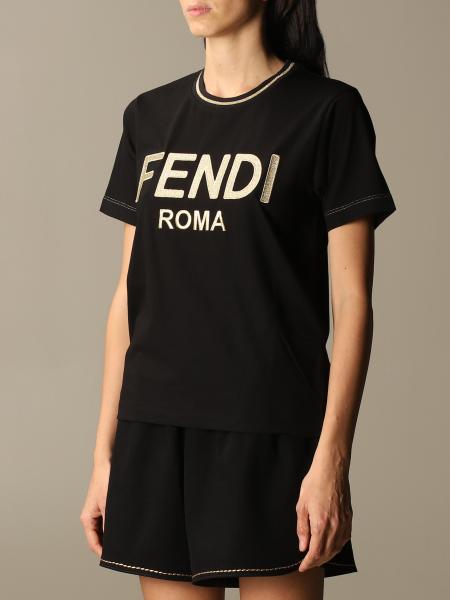 FENDI: T-shirt with Roma logo - Black | T-Shirt Fendi FS7254 AC6B