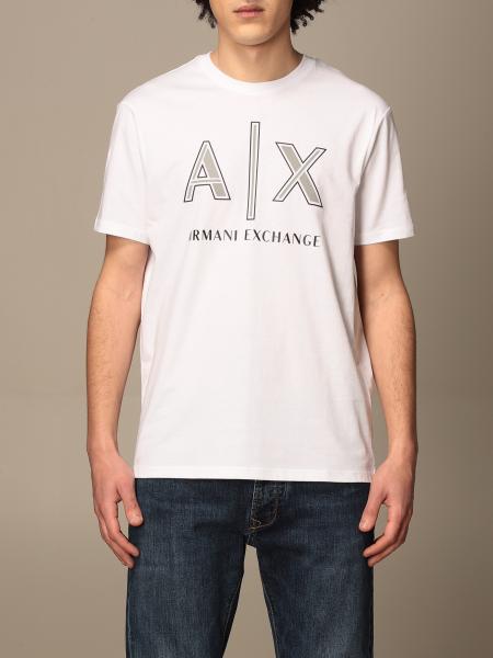 ARMANI EXCHANGE: basic cotton t-shirt with logo - White | Armani Exchange  t-shirt 3KZTAF ZJ4JZ online on 