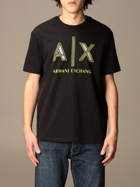 ARMANI EXCHANGE: basic cotton t-shirt with logo - Black | Armani Exchange  t-shirt 3KZTAF ZJ4JZ online on 