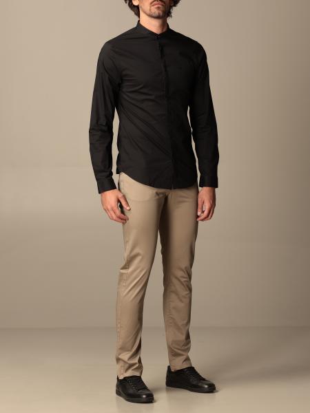 ARMANI EXCHANGE: shirt in stretch cotton - Black | Armani Exchange shirt  3KZC55 ZNEAZ online on 