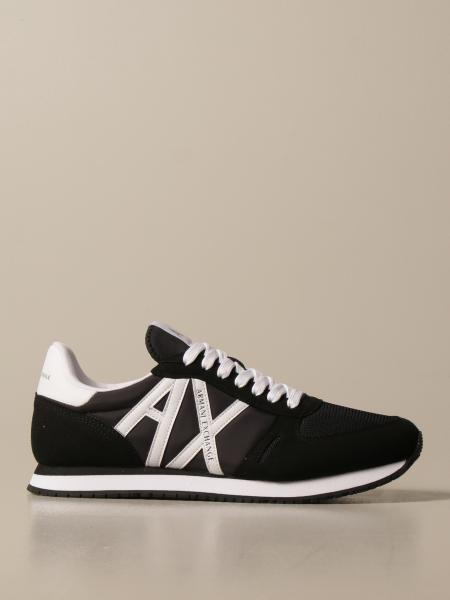 ARMANI EXCHANGE: Basic running sneakers with contrast logo - Black ...