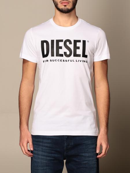 DIESEL: cotton t-shirt with logo - White | Diesel t-shirt 00SXED 0AAXJ ...