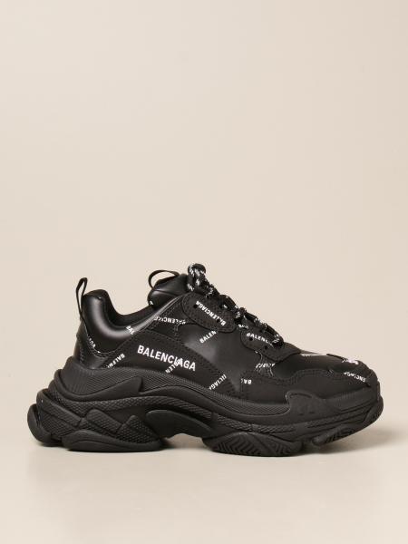 BALENCIAGA: s sneakers in synthetic with all over logo - Black | Balenciaga sneakers 524039 W2FA1 online at GIGLIO.COM