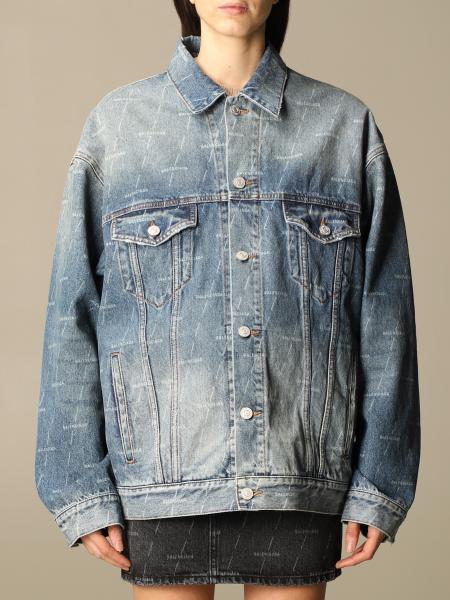 BALENCIAGA: denim jacket with all over logo - Denim | Balenciaga jacket  625993 TJW53 online at GIGLIO.COM