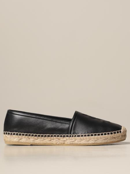 SAINT LAURENT Logo-embossed leather espadrilles