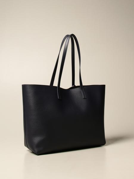 SAINT LAURENT: leather shopper bag - Navy | Saint Laurent shoulder bag ...