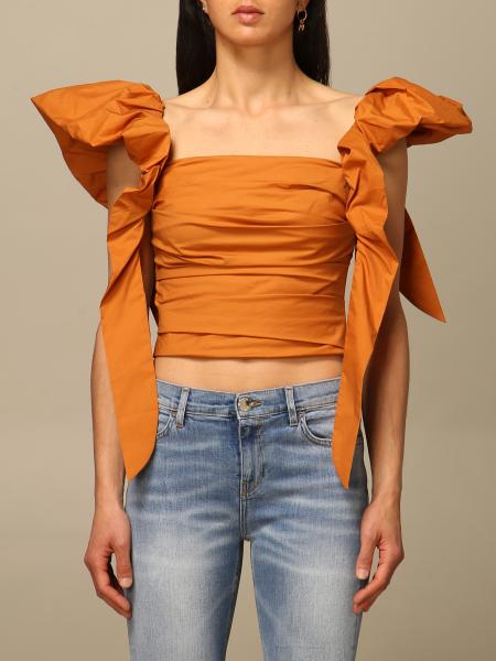 PINKO: Debra 2 top in cropped poplin - Yellow | Pinko top 1G15T7-Y6VX ...