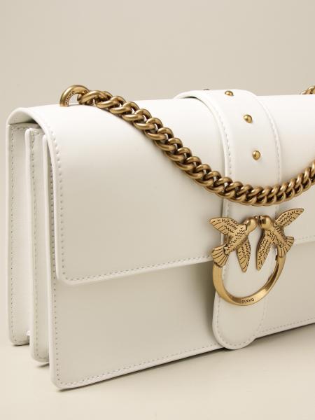 PINKO: Love Icon Simply leather bag | Crossbody Bags Pinko Women White ...