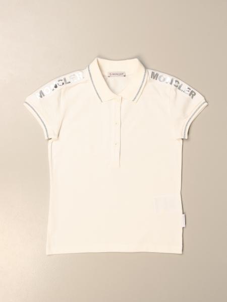 Moncler polo shirt in cotton with laminated logo