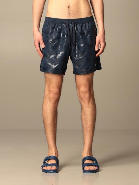 Logo Swim Trunks in Blue - Giorgio Armani