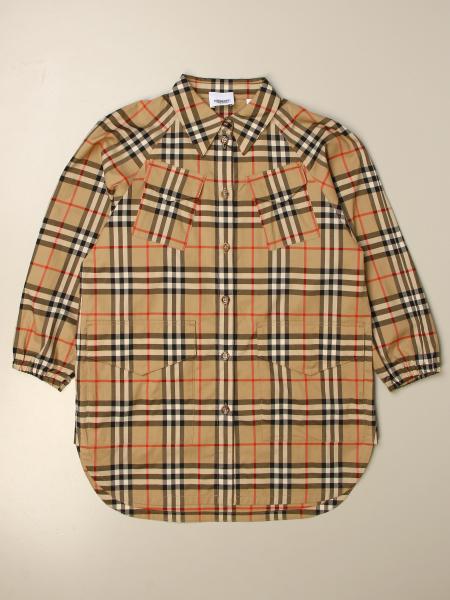 BURBERRY: shirt in cotton poplin with check pattern - Beige 