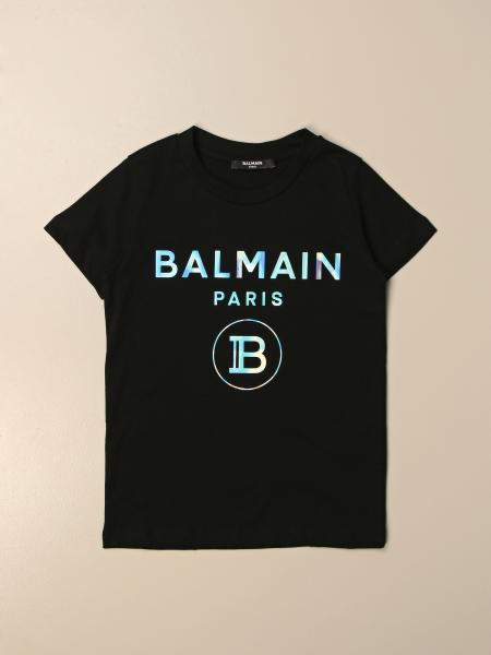 BALMAIN: T-shirt with logo - Black | Balmain t-shirt 6M8021 MX030 ...