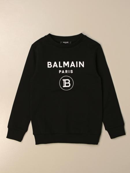 BALMAIN: Crewneck with logo | Sweater Balmain Kids Black | Sweater ...
