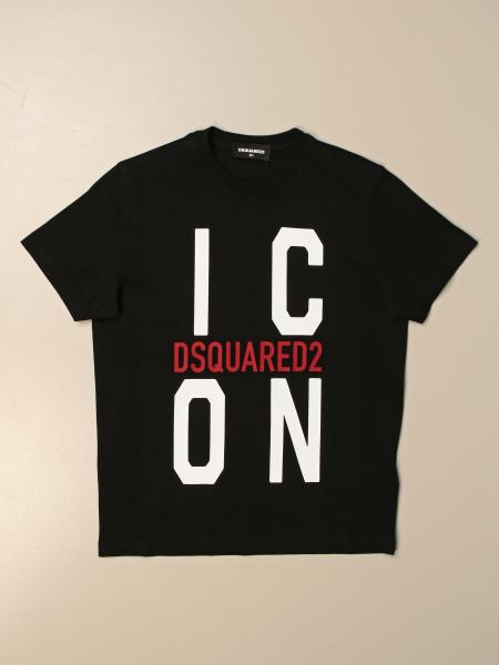 DSQUARED2 JUNIOR: T-shirt in cotton with logo - Black | Dsquared2 ...