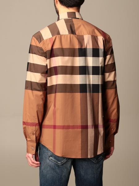 BURBERRY: Chadbury shirt in cotton with macro check pattern | Shirt ...