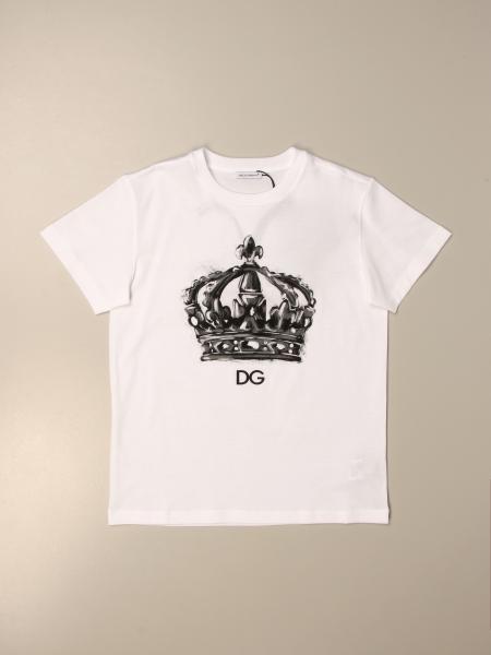 DOLCE & GABBANA: cotton T-shirt with DG logo - White | Dolce & Gabbana ...