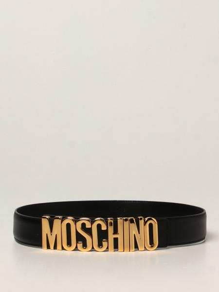 Moschino women's accessories: Moschino Couture leather belt with lettering buckle