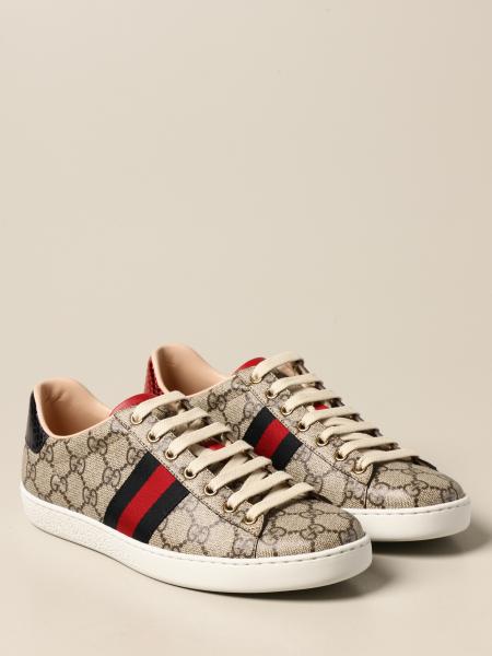 GUCCI: Ace sneakers in GG Supreme fabric with Web bands | Sneakers ...