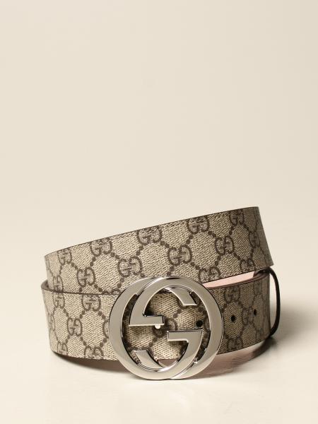 GUCCI: belt in GG Supreme fabric - Beige  Gucci belt 411924 KGDHN online  at