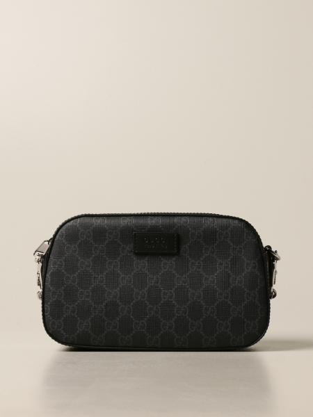 GUCCI: shoulder bag in GG supreme fabric - Black | Gucci bags 574886 ...