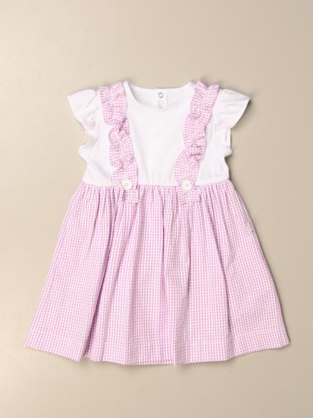 Il Gufo cotton dress with striped skirt