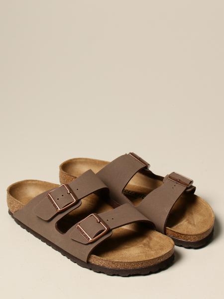 BIRKENSTOCK: Arizona slipper sandals in nubuck - Brown | Birkenstock ...