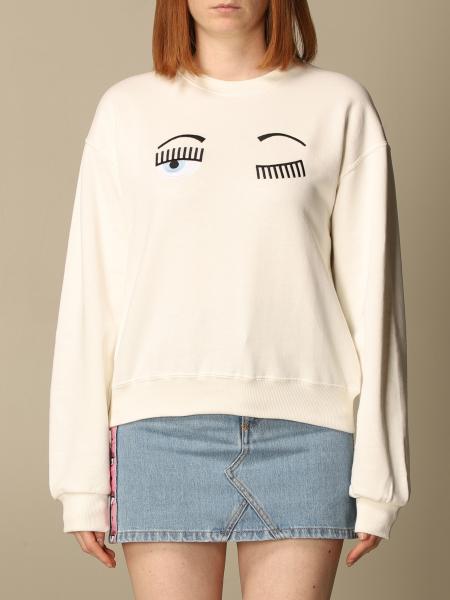 CHIARA FERRAGNI: Felpa con ricamo eyes flirting - Bianco | Felpa Chiara  Ferragni CFF082 GIGLIO.COM