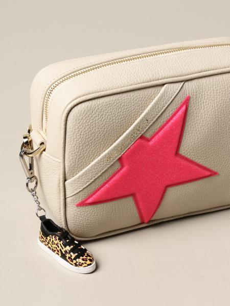 GOLDEN GOOSE: Star bag in textured leather and glitter star 