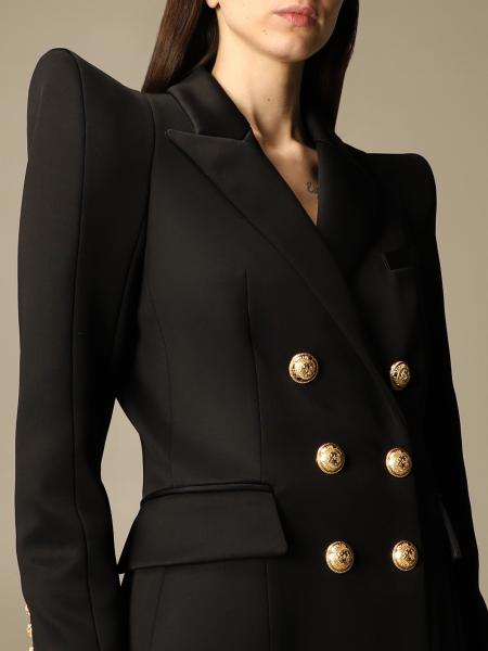 Balmain Outlet: Double-breasted 6 buttons wide shoulder - Black 