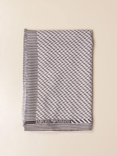 EMPORIO ARMANI: micro patterned scarf - Black | Emporio Armani scarf ...