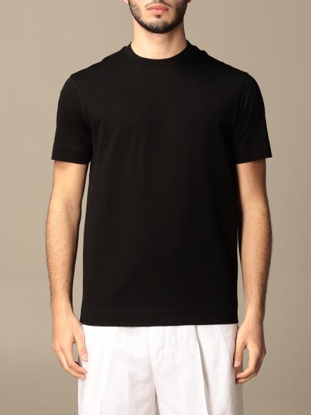 EMPORIO ARMANI: cotton t-shirt with logo - Black | Emporio Armani t ...