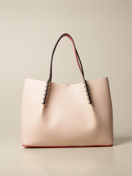 CHRISTIAN LOUBOUTIN: Cabarock bag in leather with spikes - Blush Pink