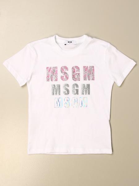 Msgm Kids T-shirt with rhinestone logo