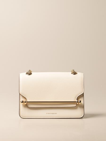 STRATHBERRY: East/west mini leather bag - Yellow Cream