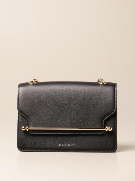 Strathberry East/West Black Leather Crossbody Bag