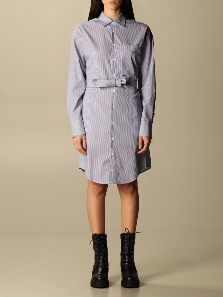 Dsquared2 shirt dress in micro-striped cotton