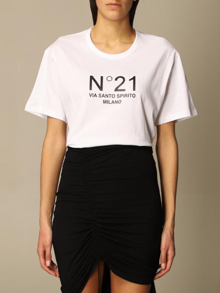 N° 21: N ° 21 cotton T-shirt with logo - White | N° 21 t-shirt F051 ...