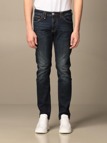 PHILIPP PLEIN: jeans in washed denim with logo - Blue | Philipp Plein ...