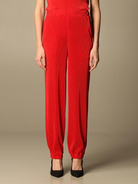 Giorgio Armani Outlet: ribbed stretch trousers - Red | Giorgio Armani pants  3KAP80 AJXZZ online on 